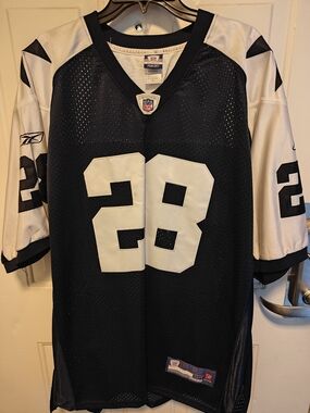 Reebok Black and White #28 NFL Football Jersey